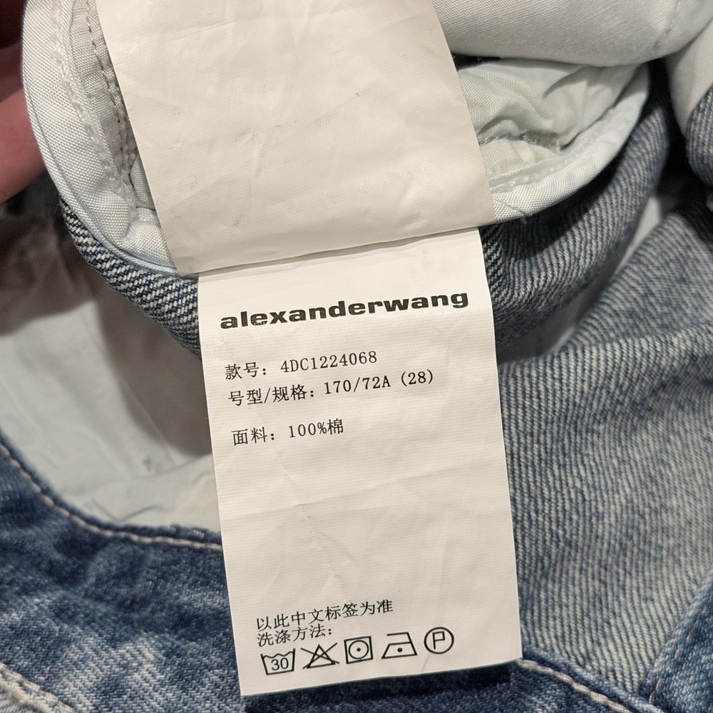 Alexander Wang Crystal Rhinestone Embellished Straight Jeans S 28 Gray Blue Y2K - Picture 9 of 16